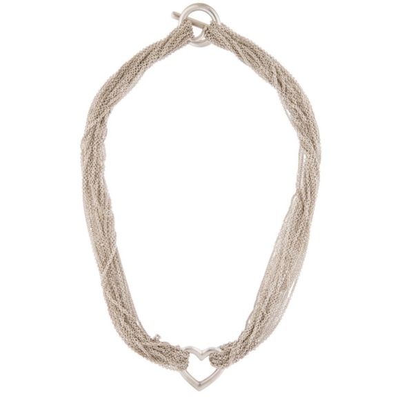 Tiffany Multi Strand Heart Mesh Somerset Silver Necklace - Picture 3 of 6